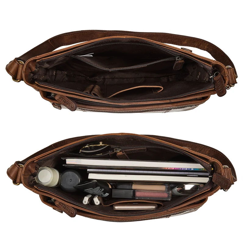 "Bianca" Mittelgroße Damen Ledertasche mit Reißverschluss