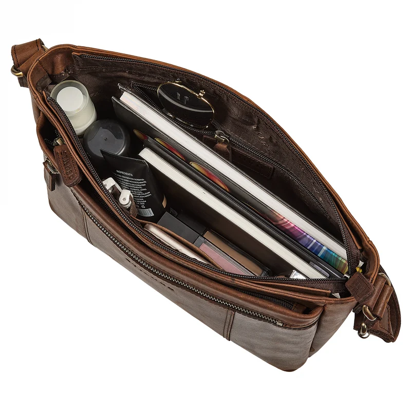 "Bianca" Mittelgroße Damen Ledertasche mit Reißverschluss