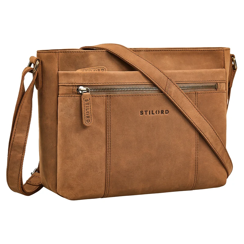 "Bianca" Mittelgroße Damen Ledertasche mit Reißverschluss