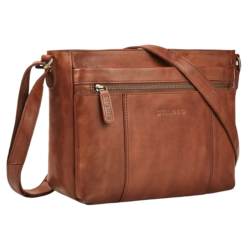 "Bianca" Mittelgroße Damen Ledertasche mit Reißverschluss