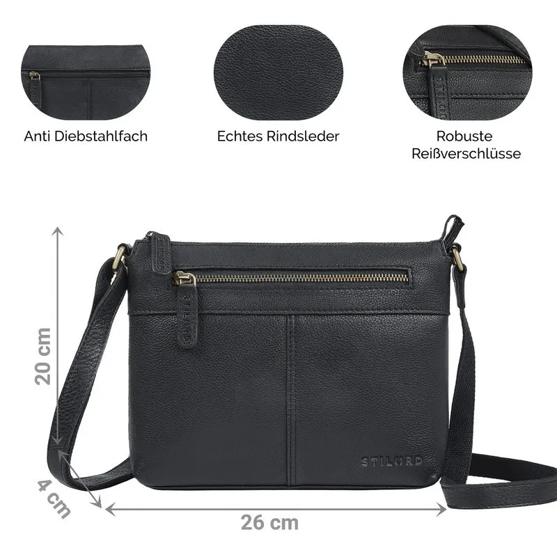 "Odelia" Schicke Kleine Echt Ledertasche mit Gurt für Damen
