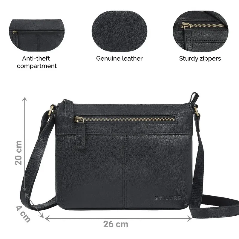 "Odelia" Schicke Kleine Echt Ledertasche mit Gurt für Damen