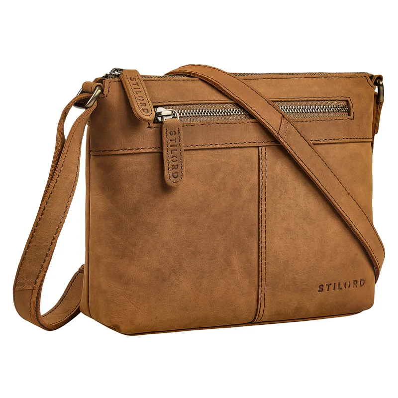 "Odelia" Schicke Kleine Echt Ledertasche mit Gurt für Damen