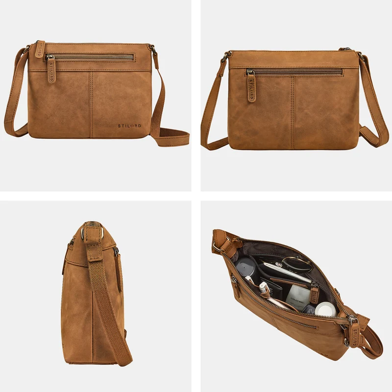 "Odelia" Schicke Kleine Echt Ledertasche mit Gurt für Damen