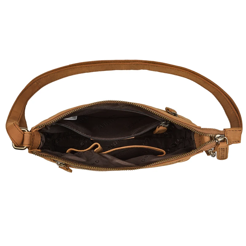"Odelia" Schicke Kleine Echt Ledertasche mit Gurt für Damen