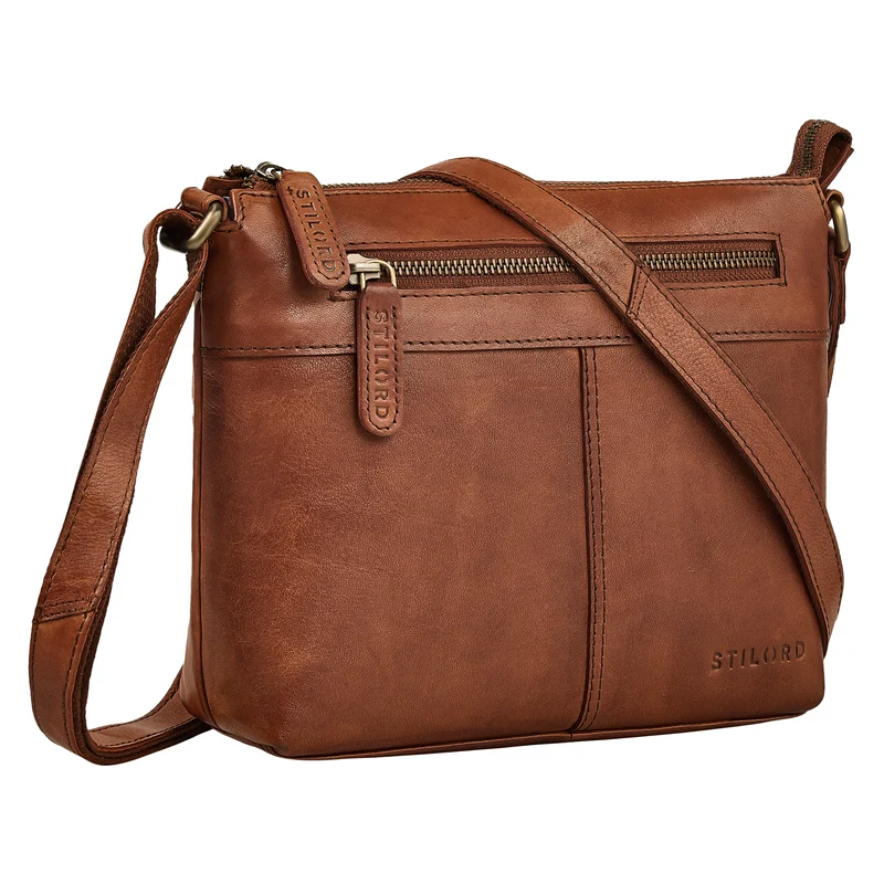 "Odelia" Schicke Kleine Echt Ledertasche mit Gurt für Damen