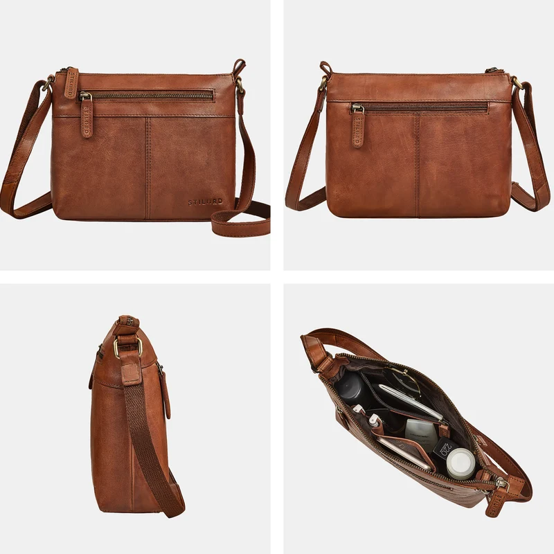 "Odelia" Schicke Kleine Echt Ledertasche mit Gurt für Damen