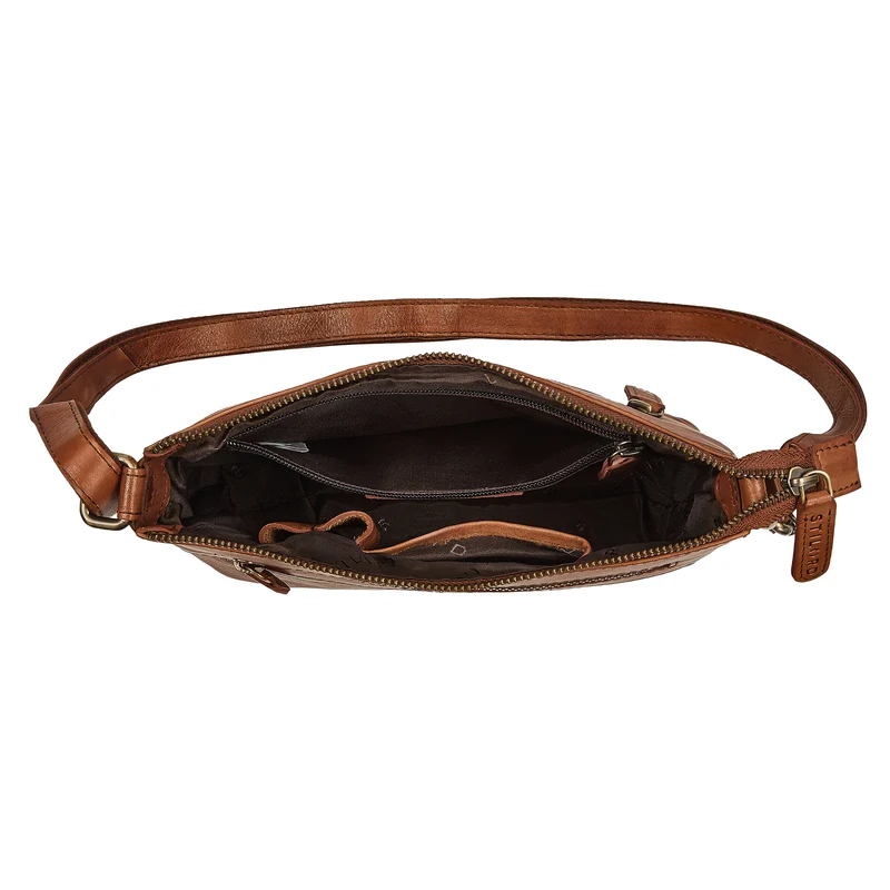 "Odelia" Schicke Kleine Echt Ledertasche mit Gurt für Damen