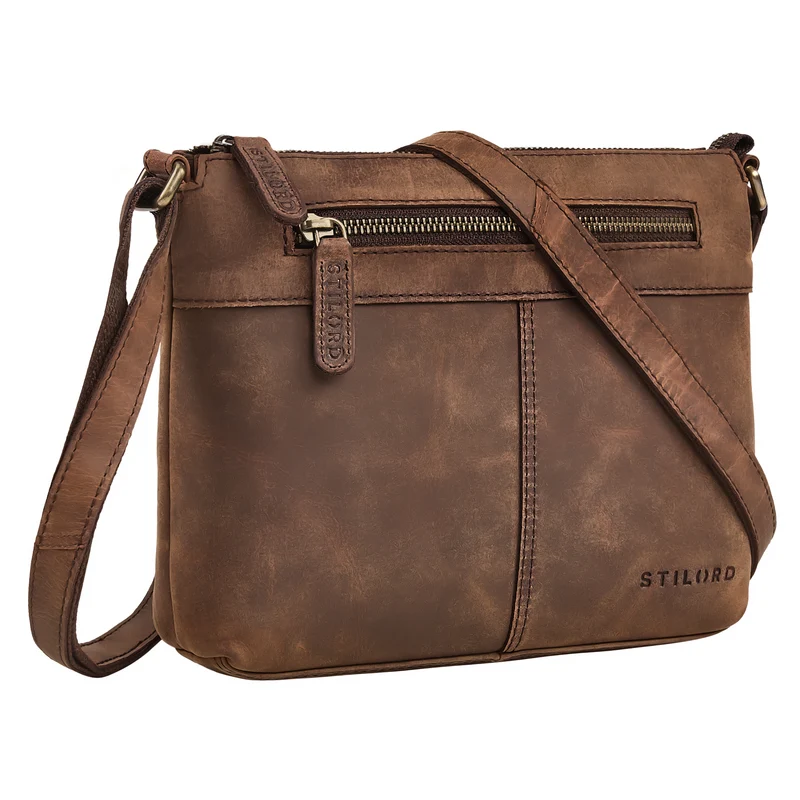 "Odelia" Schicke Kleine Echt Ledertasche mit Gurt für Damen