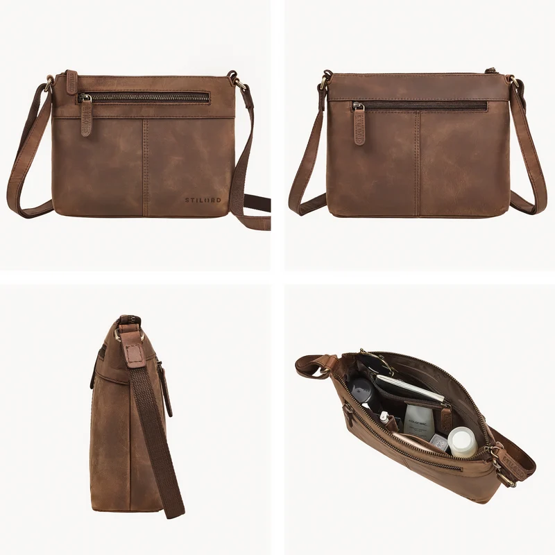 "Odelia" Schicke Kleine Echt Ledertasche mit Gurt für Damen