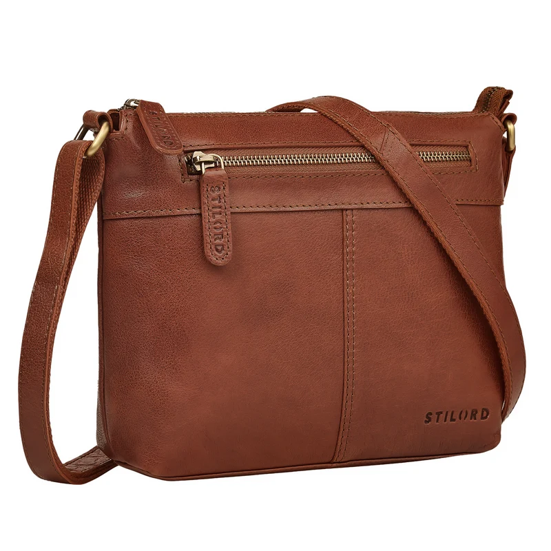 "Odelia" Schicke Kleine Echt Ledertasche mit Gurt für Damen