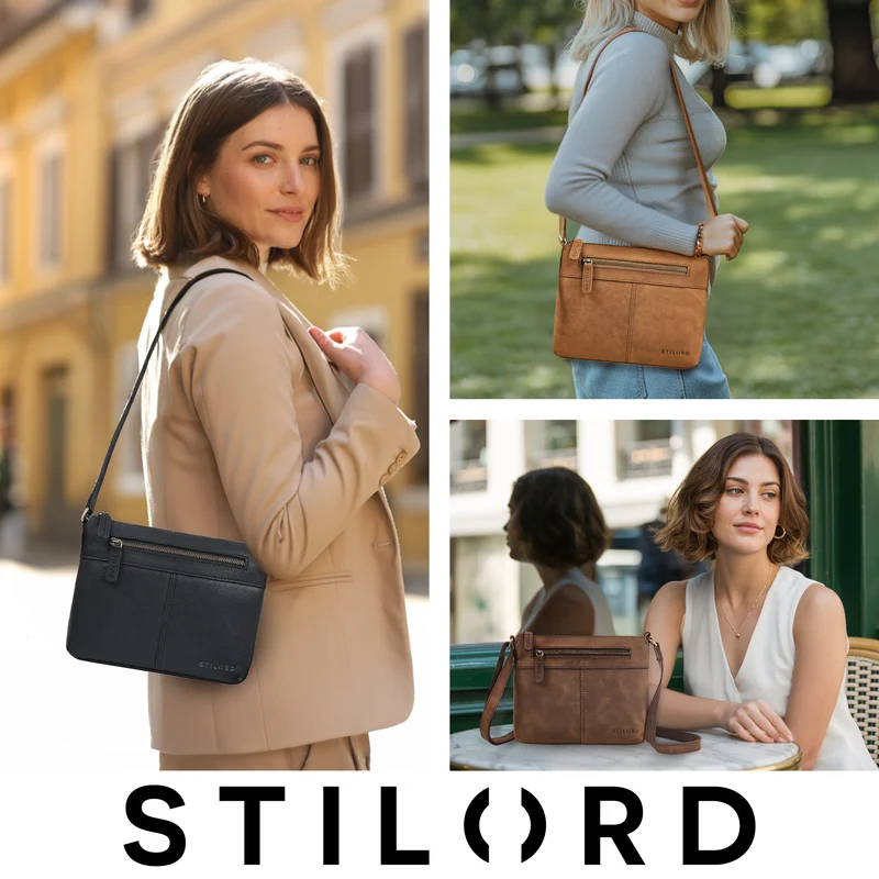 "Odelia" Schicke Kleine Echt Ledertasche mit Gurt für Damen
