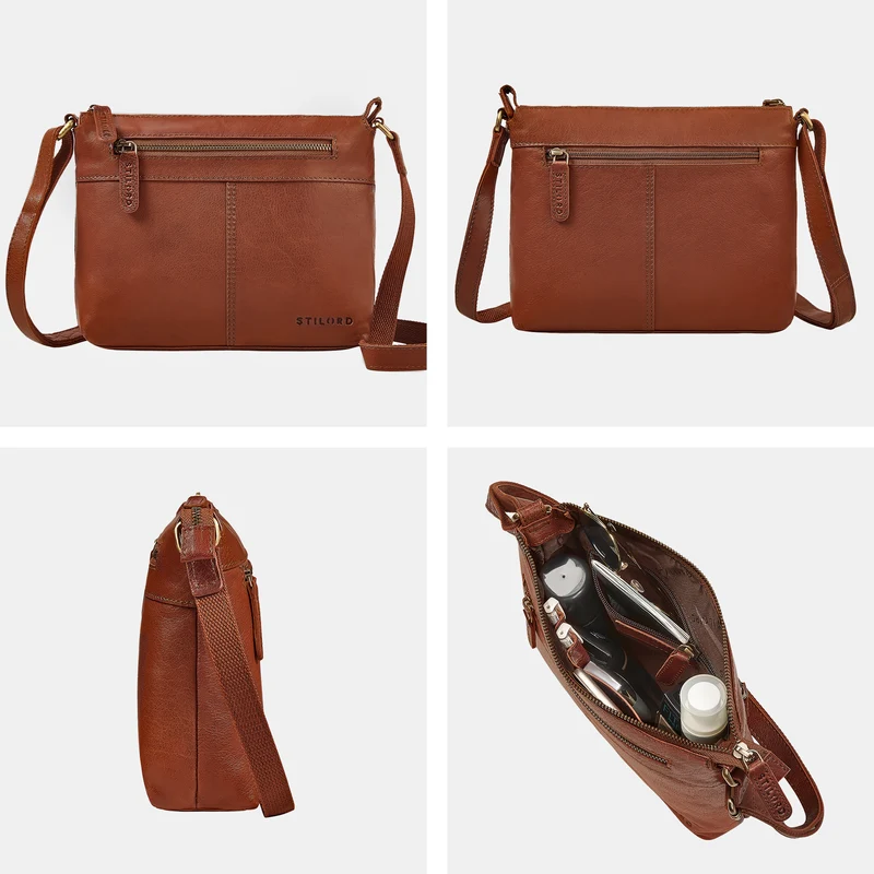 "Odelia" Schicke Kleine Echt Ledertasche mit Gurt für Damen
