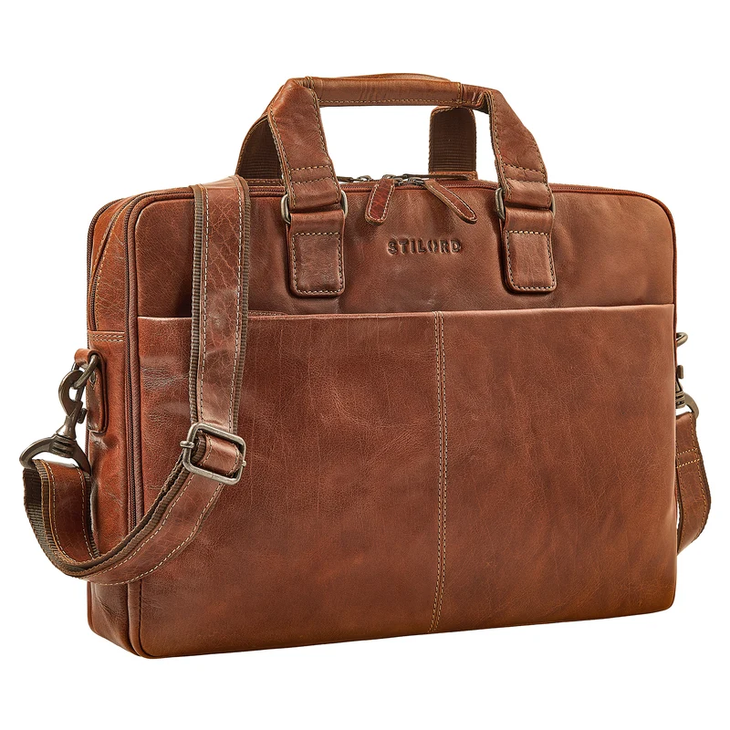 "Oslo" Laptoptasche 15.6 - 18 Zoll Herren Leder mit zwei Laptopfächern