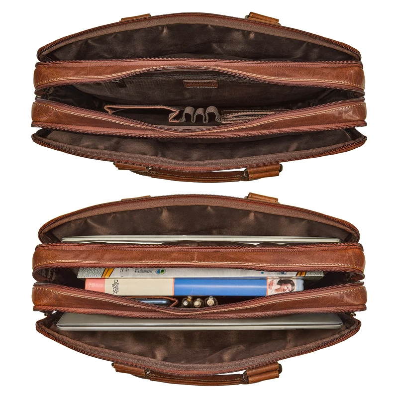 "Oslo" Laptoptasche 15.6 - 18 Zoll Herren Leder mit zwei Laptopfächern