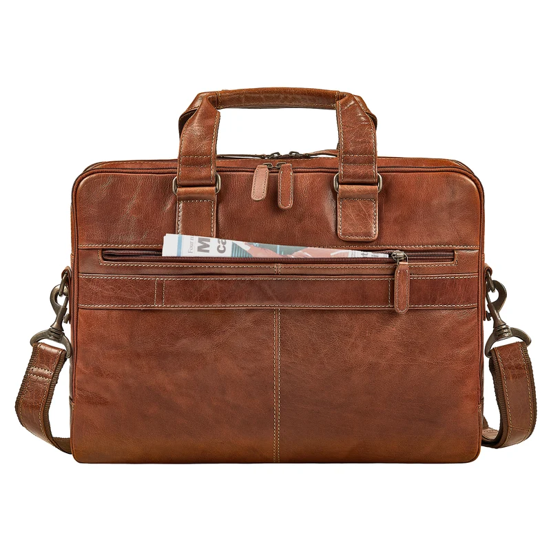 "Oslo" Laptoptasche 15.6 - 18 Zoll Herren Leder mit zwei Laptopfächern