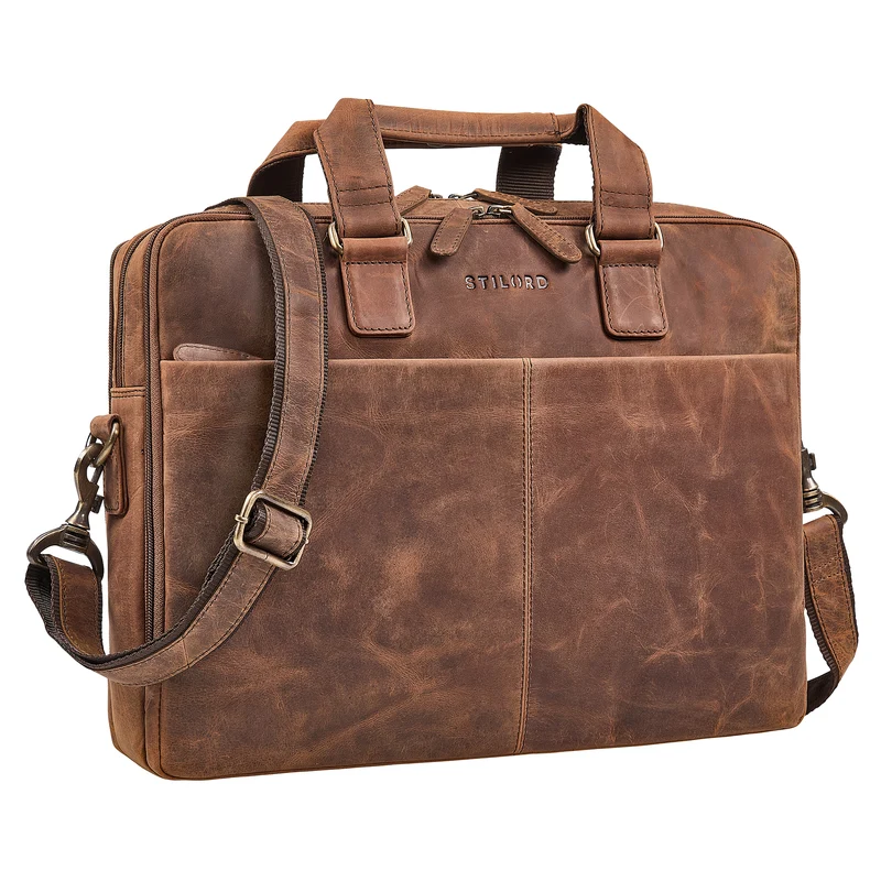 "Oslo" Laptoptasche 15.6 - 18 Zoll Herren Leder mit zwei Laptopfächern