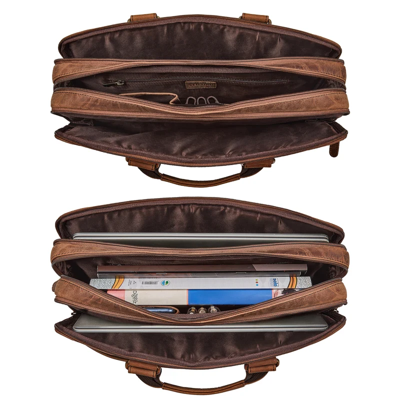 "Oslo" Laptoptasche 15.6 - 18 Zoll Herren Leder mit zwei Laptopfächern