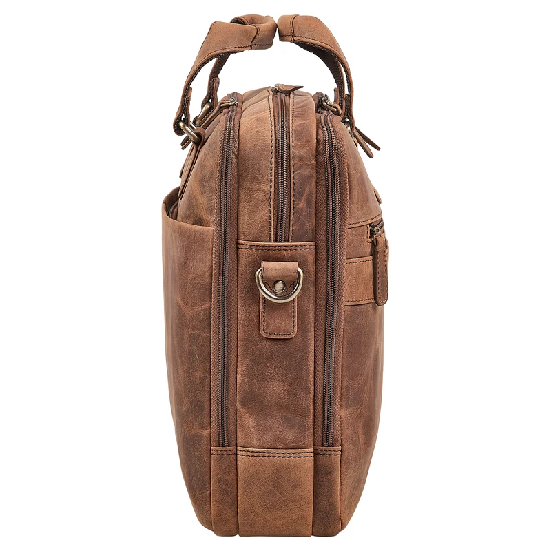 "Oslo" Laptoptasche 15.6 - 18 Zoll Herren Leder mit zwei Laptopfächern