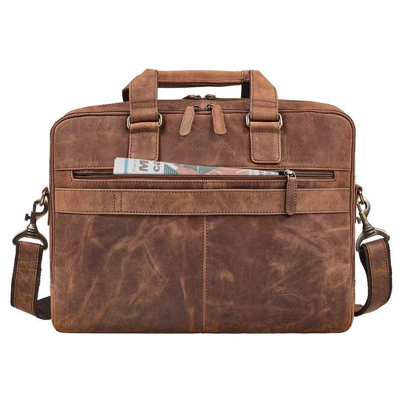 "Oslo" Laptoptasche 15.6 - 18 Zoll Herren Leder mit zwei Laptopfächern