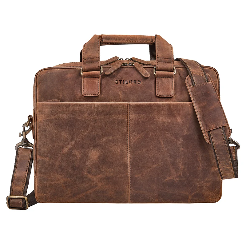 "Oslo" Laptoptasche 15.6 - 18 Zoll Herren Leder mit zwei Laptopfächern