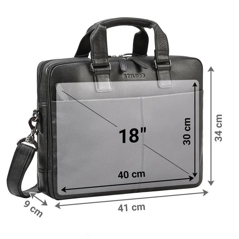 "Oslo" Laptoptasche 15.6 - 18 Zoll Herren Leder mit zwei Laptopfächern