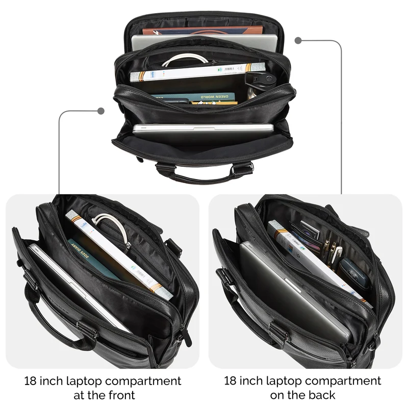 "Oslo" Laptoptasche 15.6 - 18 Zoll Herren Leder mit zwei Laptopfächern