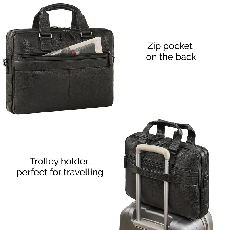 "Oslo" Laptoptasche 15.6 - 18 Zoll Herren Leder mit zwei Laptopfächern