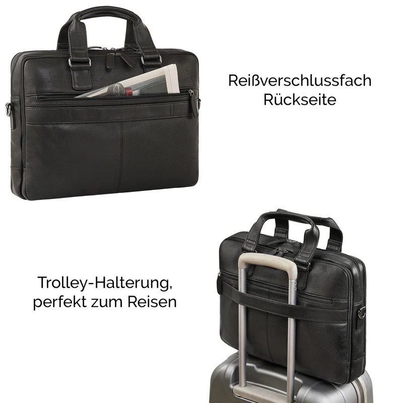"Oslo" Laptoptasche 15.6 - 18 Zoll Herren Leder mit zwei Laptopfächern