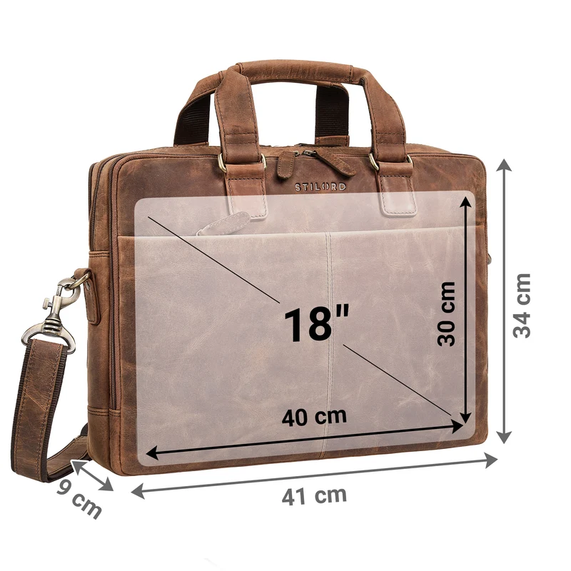 "Oslo" Laptoptasche 15.6 - 18 Zoll Herren Leder mit zwei Laptopfächern