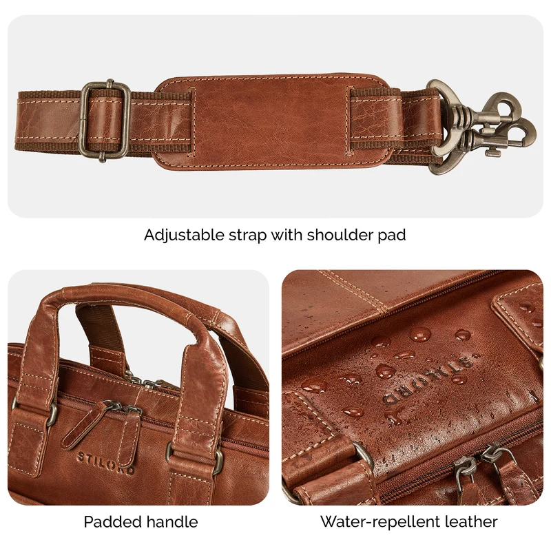 "Oslo" Laptoptasche 15.6 - 18 Zoll Herren Leder mit zwei Laptopfächern