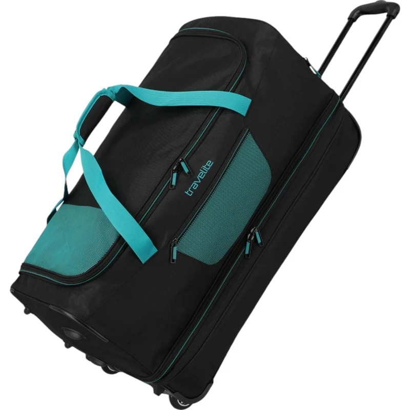 Travelite Basics Rollenreisetasche erweiterbar 70 cm -schwarz/petrol