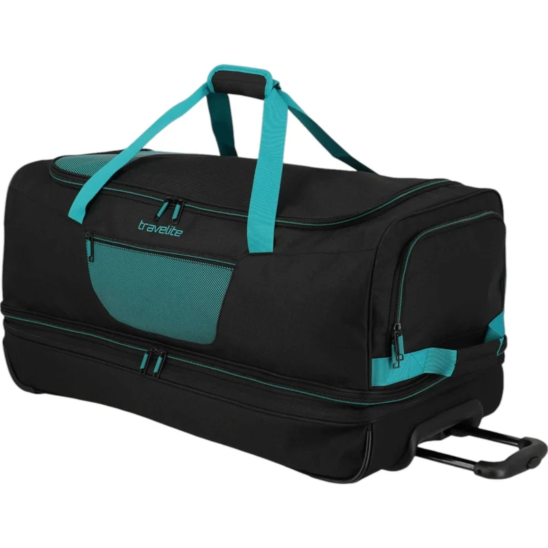 Travelite Basics Rollenreisetasche erweiterbar 70 cm -schwarz/petrol