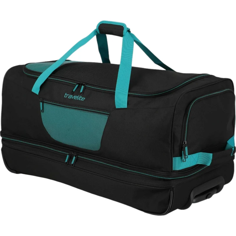 Travelite Basics Rollenreisetasche erweiterbar 70 cm -schwarz/petrol