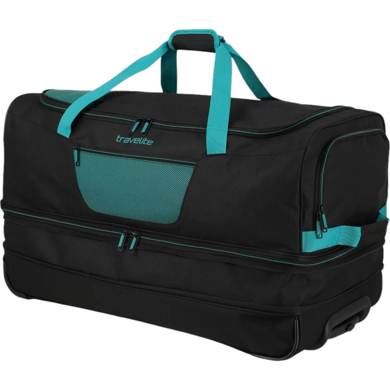 Travelite Basics Rollenreisetasche erweiterbar 70 cm -schwarz/petrol