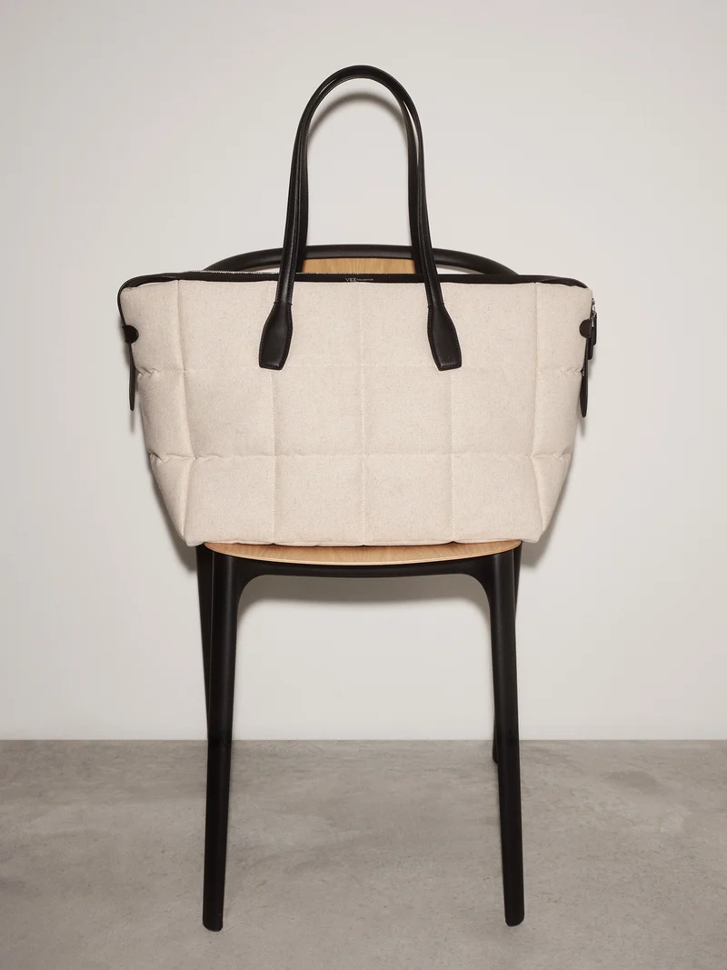 Tela Tote Large Natural Black Canvas