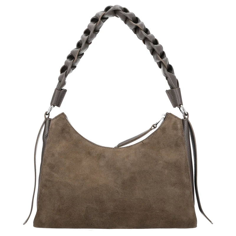 Coccinelle Boheme Suede Bimaterial - Schultertasche 30 cm (fango/fango)