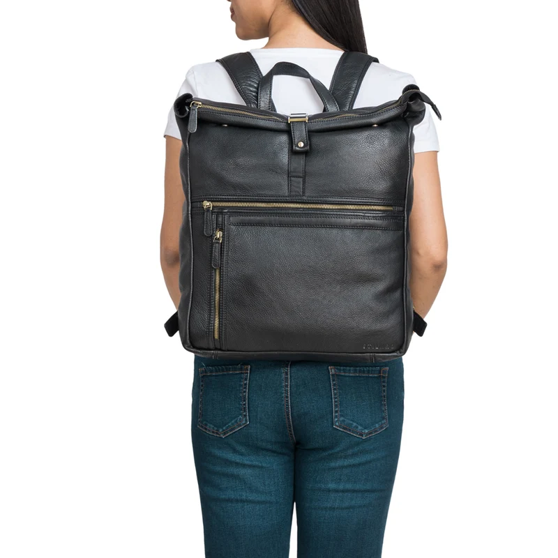 "Leya" Rolltop Rucksack Damen Leder Laptop-Fach 15.6 | 16 | 17 Zoll