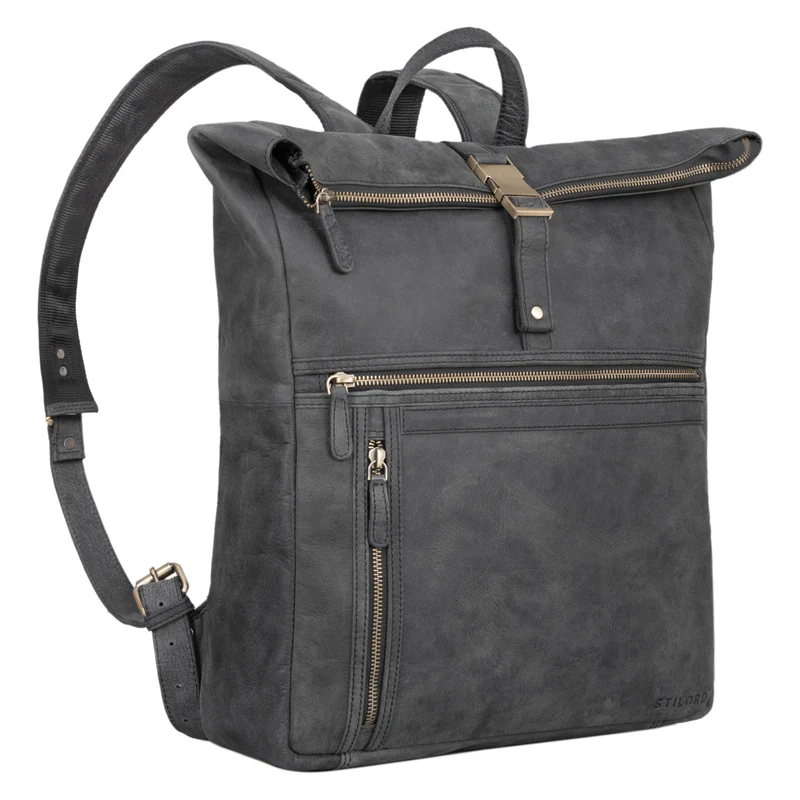 "Leya" Rolltop Rucksack Damen Leder Laptop-Fach 15.6 | 16 | 17 Zoll