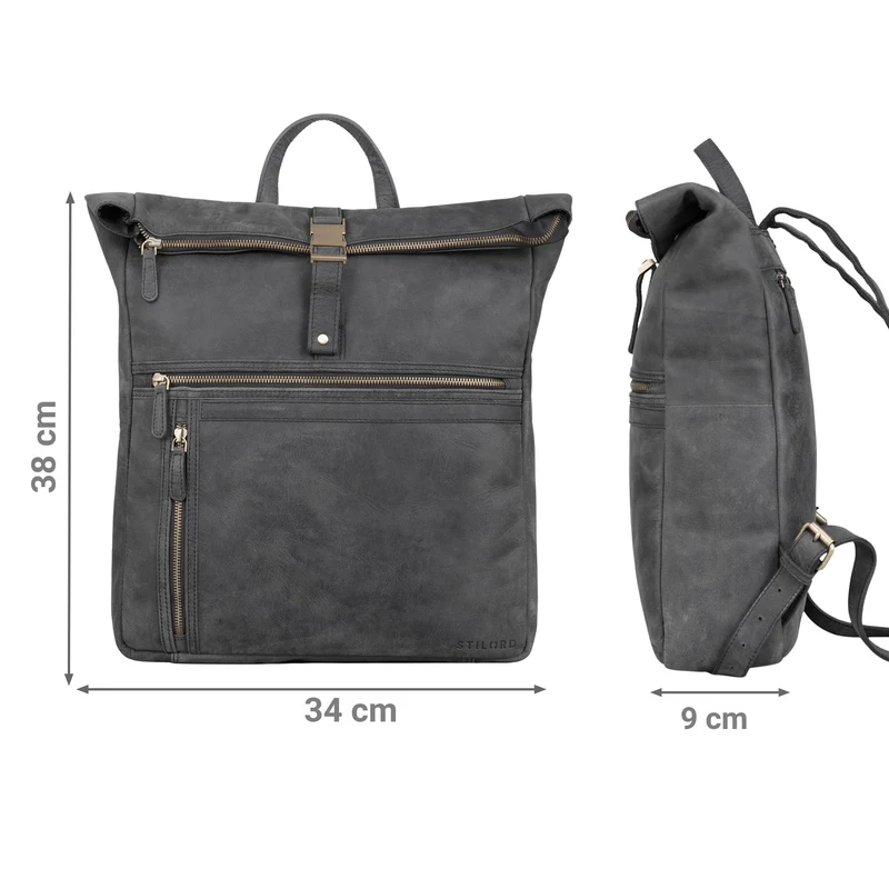 "Leya" Rolltop Rucksack Damen Leder Laptop-Fach 15.6 | 16 | 17 Zoll