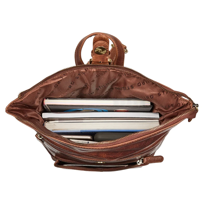"Niagara" Leder Rolltop Rucksack Damen für 13,6 Zoll Laptops DIN A4