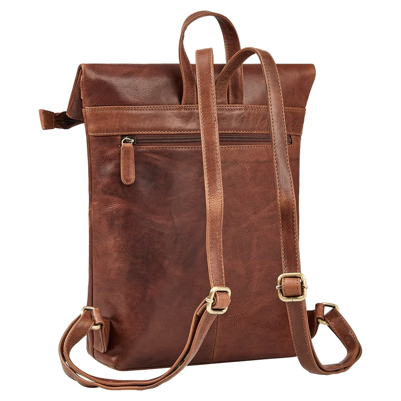 "Niagara" Leder Rolltop Rucksack Damen für 13,6 Zoll Laptops DIN A4
