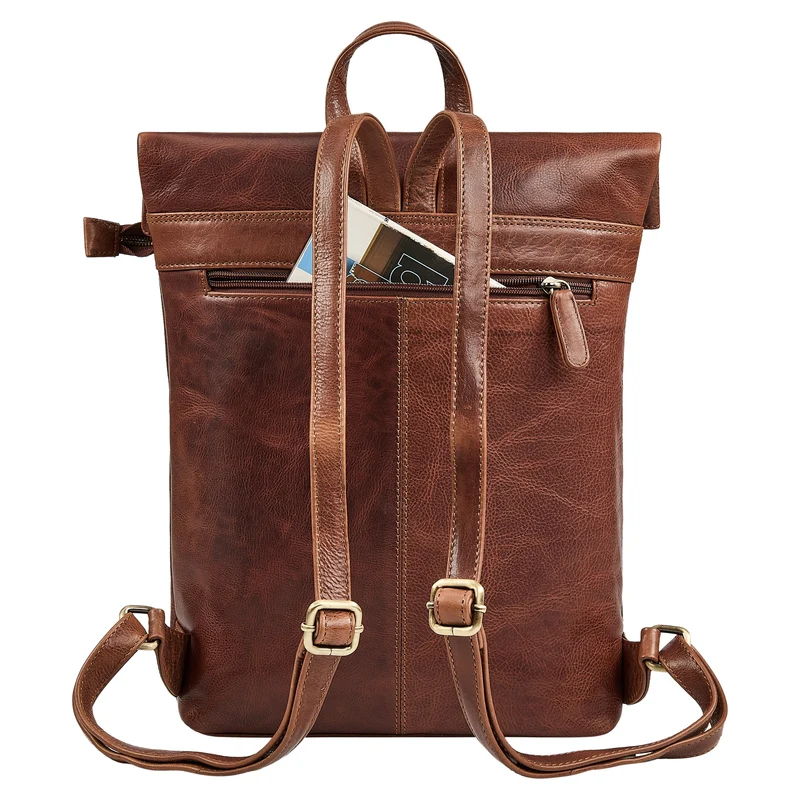 "Niagara" Leder Rolltop Rucksack Damen für 13,6 Zoll Laptops DIN A4