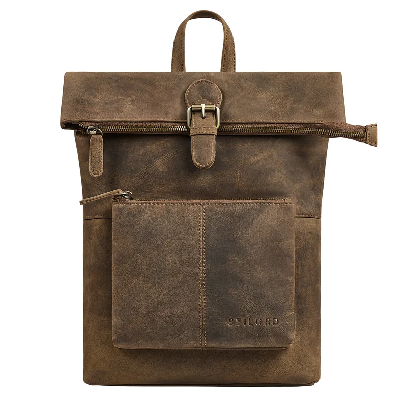 "Niagara" Leder Rolltop Rucksack Damen für 13,6 Zoll Laptops DIN A4