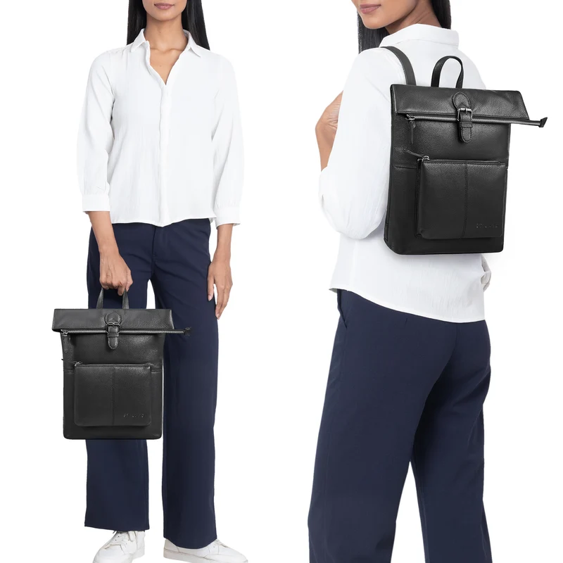 "Niagara" Leder Rolltop Rucksack Damen für 13,6 Zoll Laptops DIN A4
