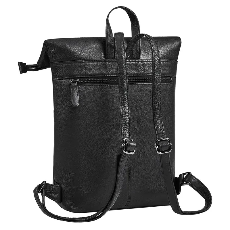 "Niagara" Leder Rolltop Rucksack Damen für 13,6 Zoll Laptops DIN A4