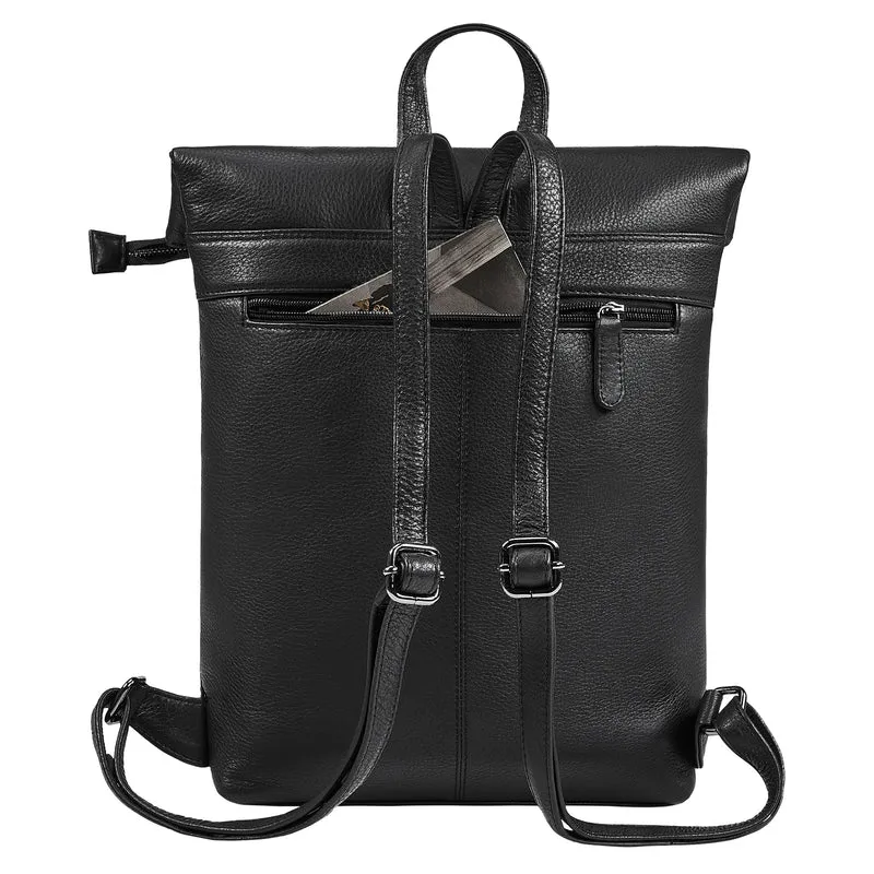 "Niagara" Leder Rolltop Rucksack Damen für 13,6 Zoll Laptops DIN A4