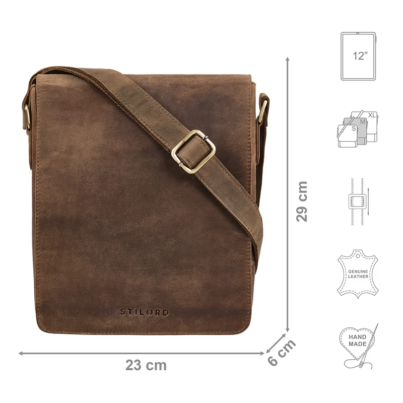 "Cosmo" Vintage Ledertasche Herren Umhängetasche Groß