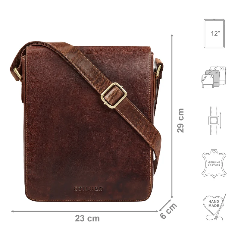 "Cosmo" Vintage Ledertasche Herren Umhängetasche Groß
