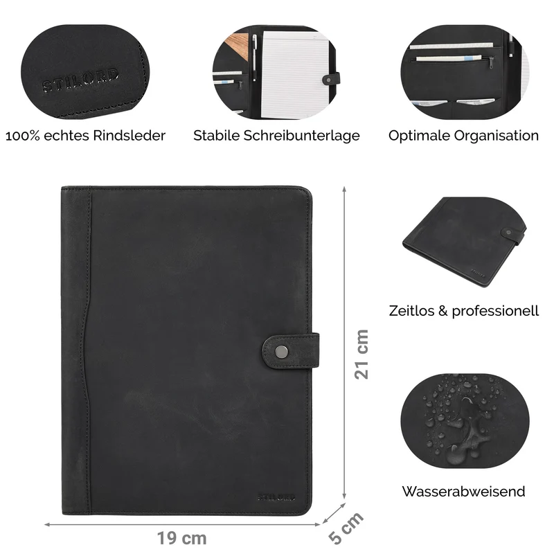 "Corbin" Dokumentenmappe A4 Leder Mappe für DIN A4 Dokumente Echtleder